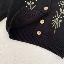 Leaf Embroidered Knitted Cardigan