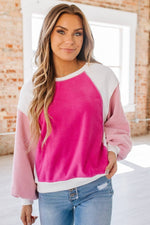Color Block Plush Pullover