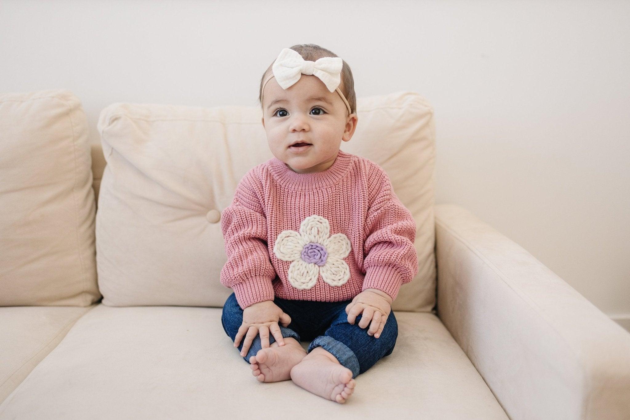 Pink Daisy Hand Embroidered Sweater