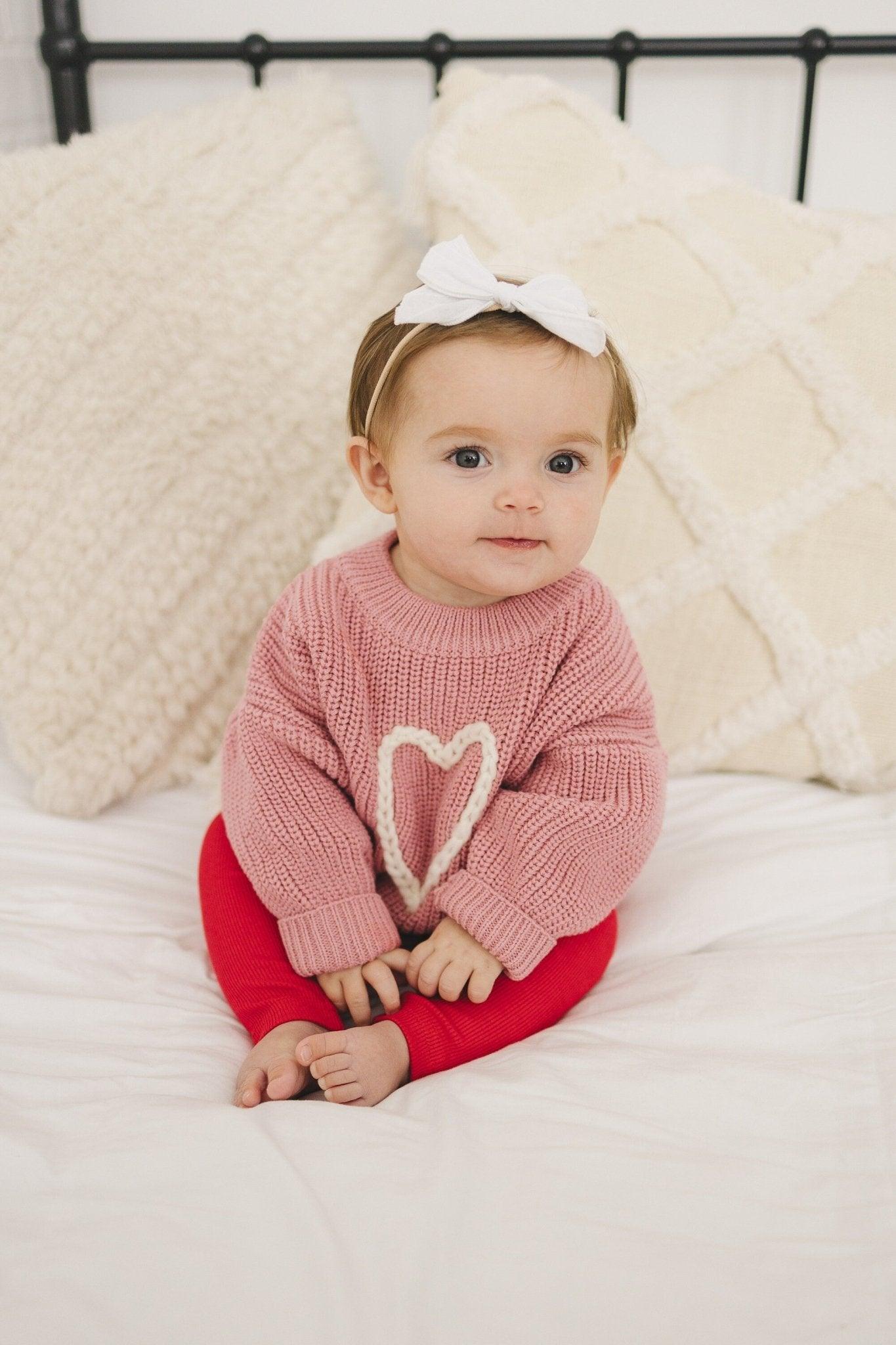 Pink Heart Hand Embroidered Sweater