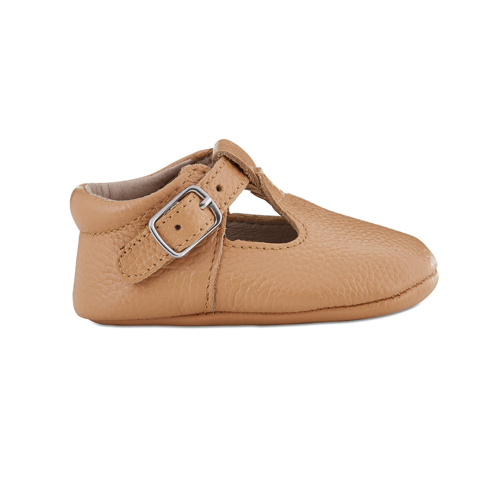 Caramel Soft-Soled Leather Baby Mary Janes