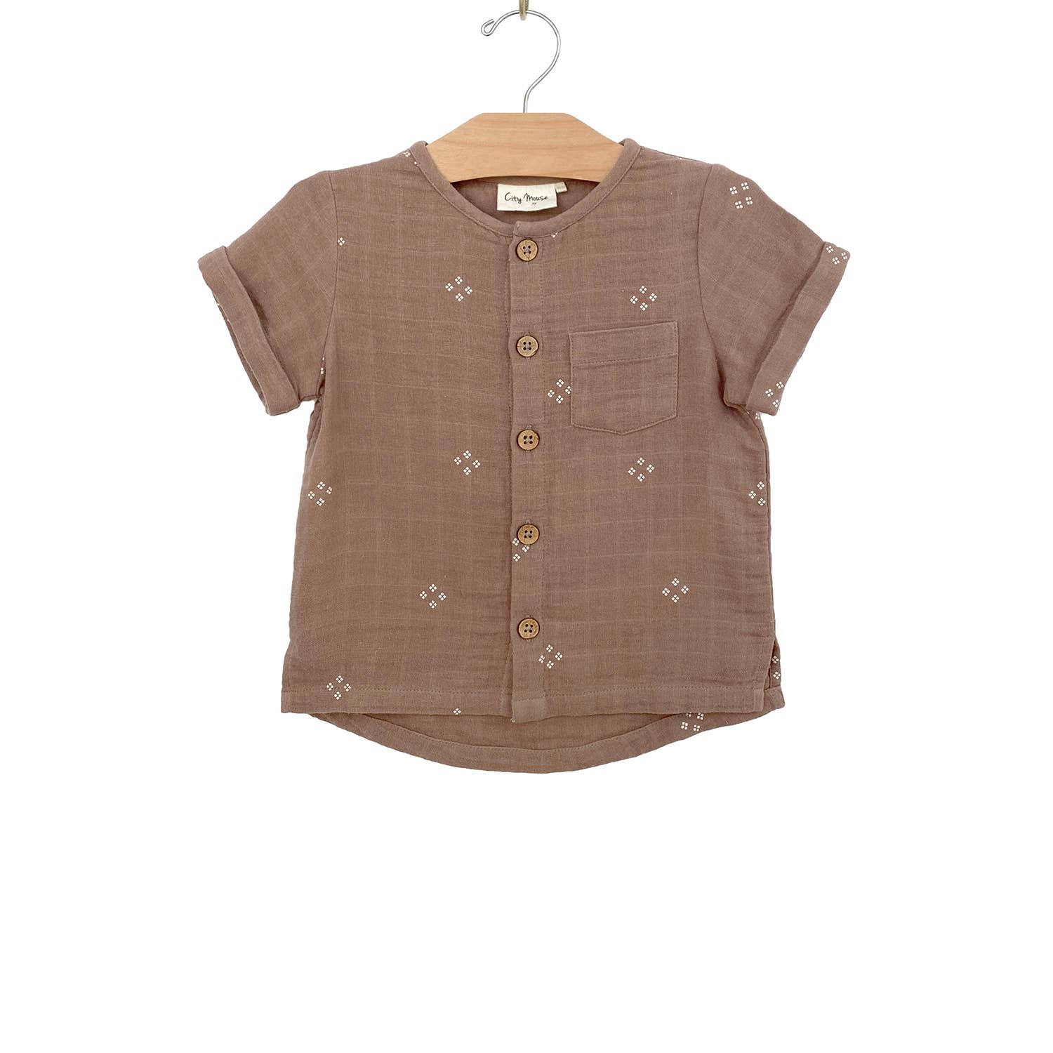 Button Down Boy Shirt- Diamonds