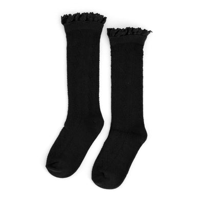 Black Fancy Lace Top Knee High Socks