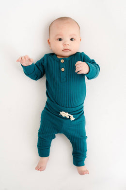 Deep Teal Ribbed Bodysuit Set