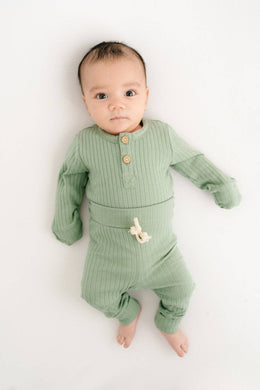 Seafoam Ribbed Bodysuit Set